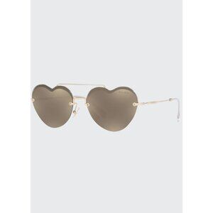 MIU MIU Heart-Shaped Mirrored Sunglasses NEW